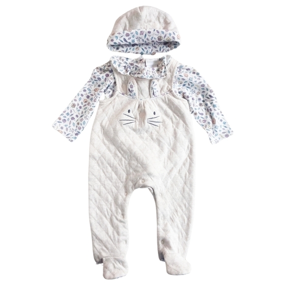 Dylan & Abby Baby Girl Bunny Overalls Top Hat Layette Easter Outfit Set 3-6M - Picture 1 of 9